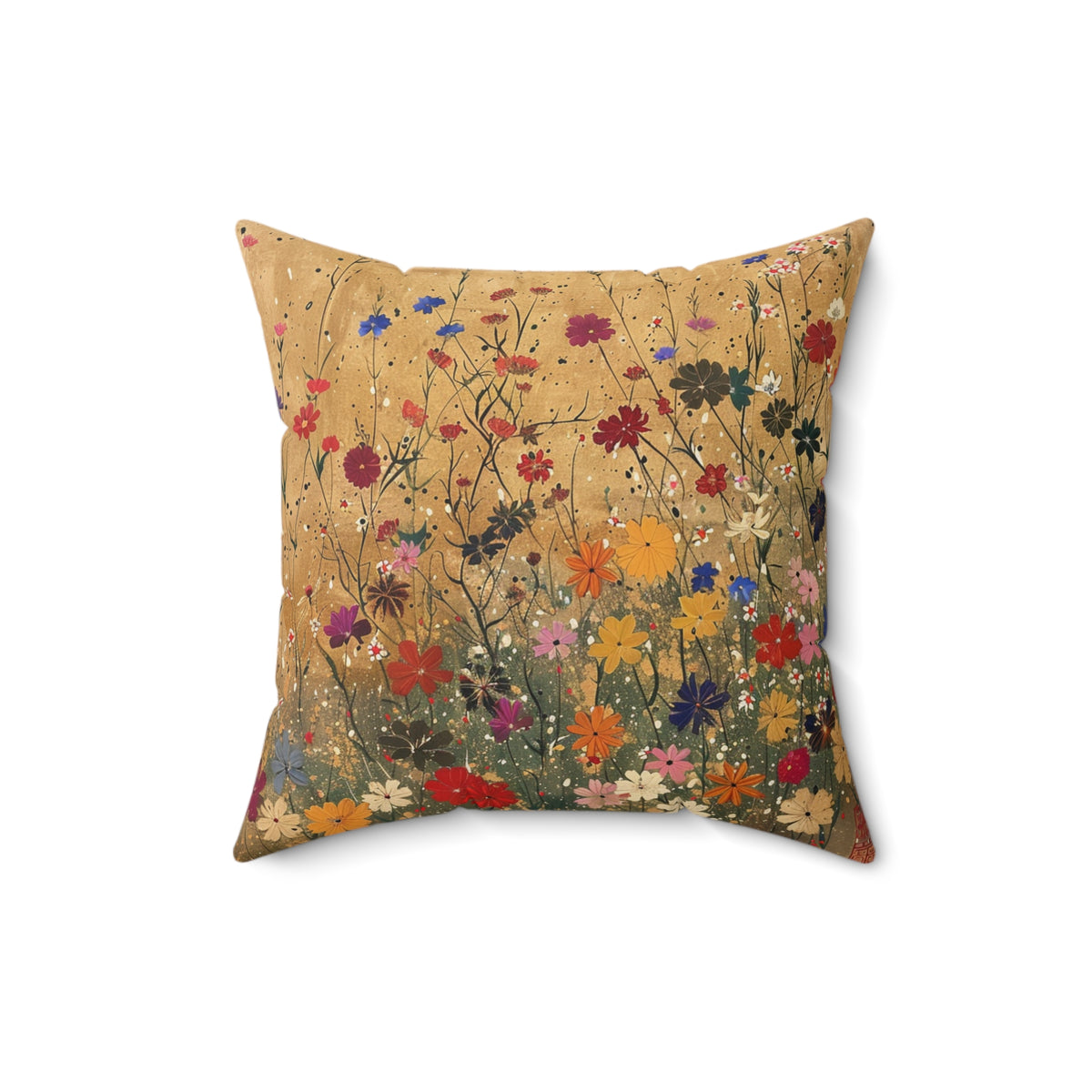 Japanese Wildflowers on a Spun Polyester Square Pillow