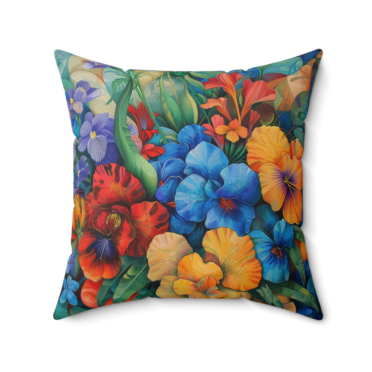 Futuristic Flowers Spun Polyester Square Pillow
