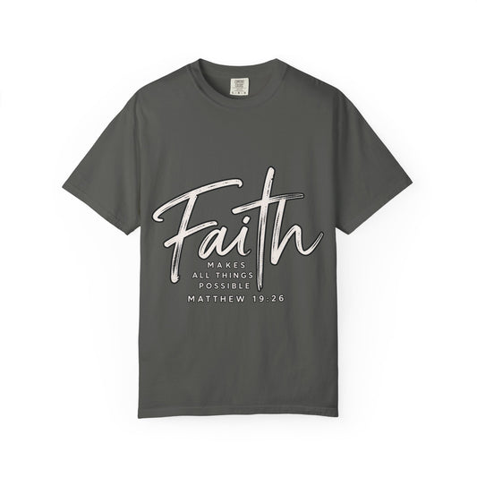 Faith Script T‑Shirt — "With God All Things Are Possible" (Matthew 19:26)