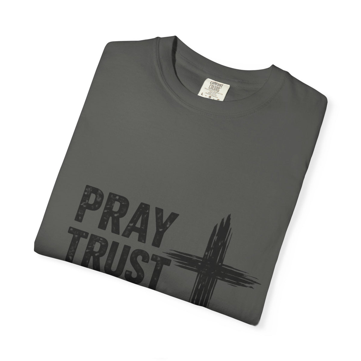 Prayer Trust Wait Repeat T-Shirt — Christian Faith Cross Graphic Tee