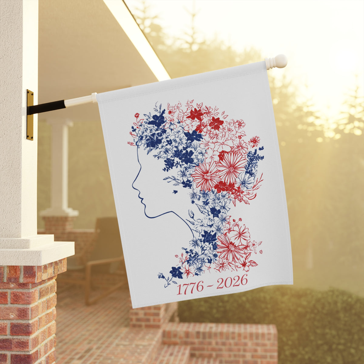 Floral Profile 1776-2026 Garden Flag | House Banner