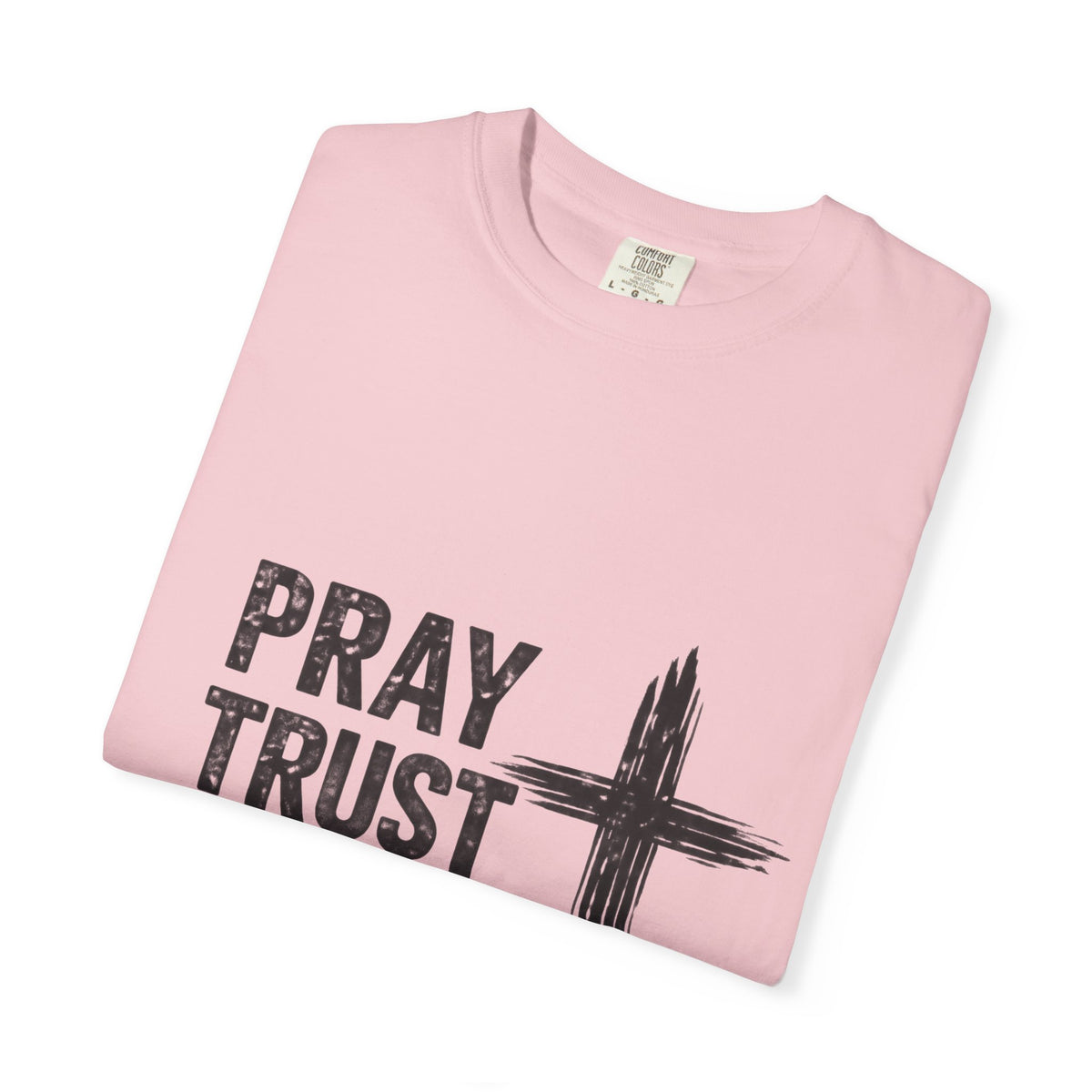 Prayer Trust Wait Repeat T-Shirt — Christian Faith Cross Graphic Tee