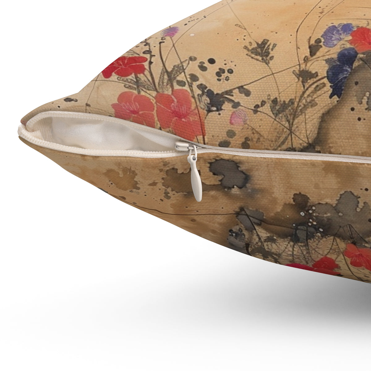 Japanese Wildflowers on a Spun Polyester Square Pillow