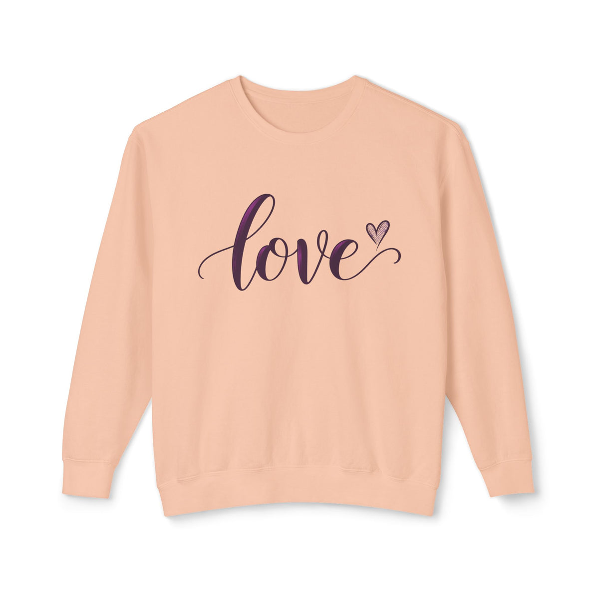 Love Script Crewneck Sweatshirt — Feminine Purple Heart Love Design