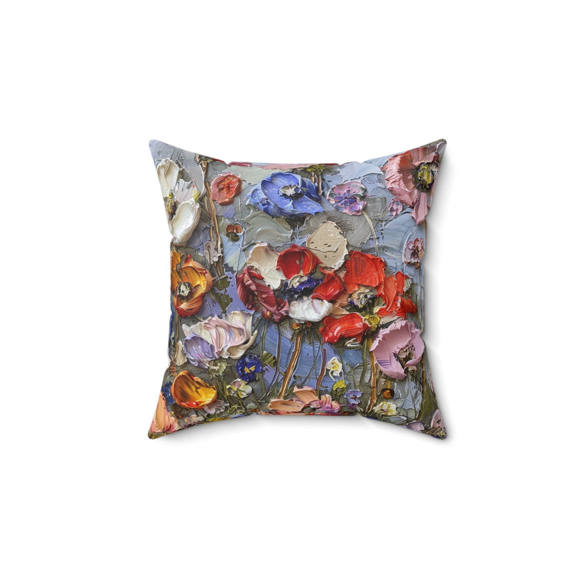 Futuristic Flowers Spun Polyester Square Pillow