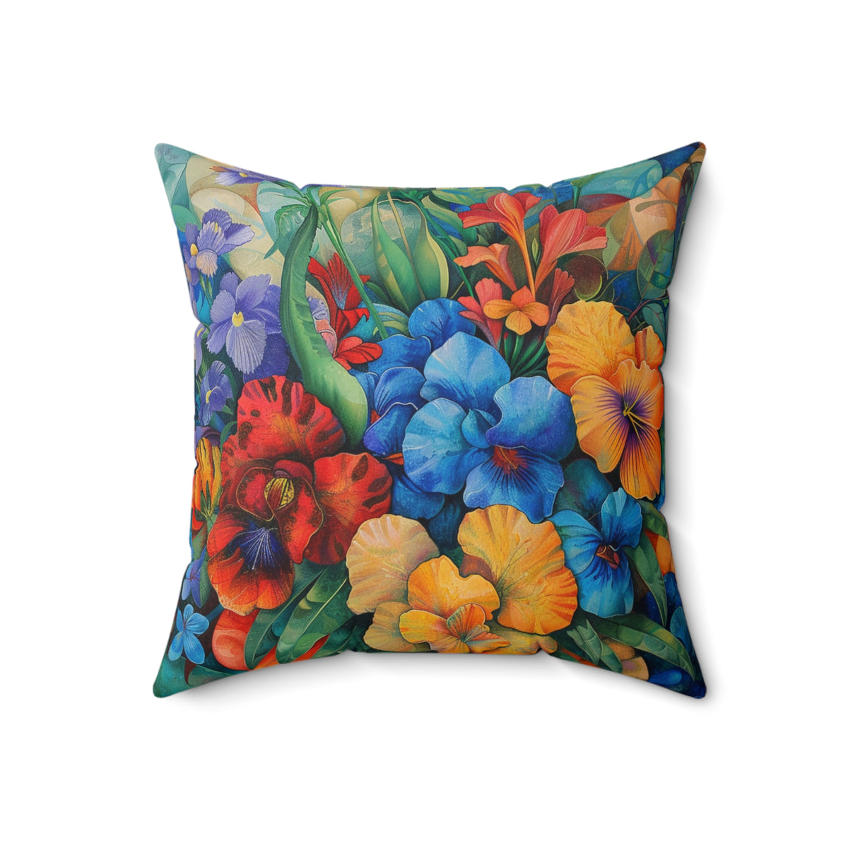 Futuristic Flowers Spun Polyester Square Pillow