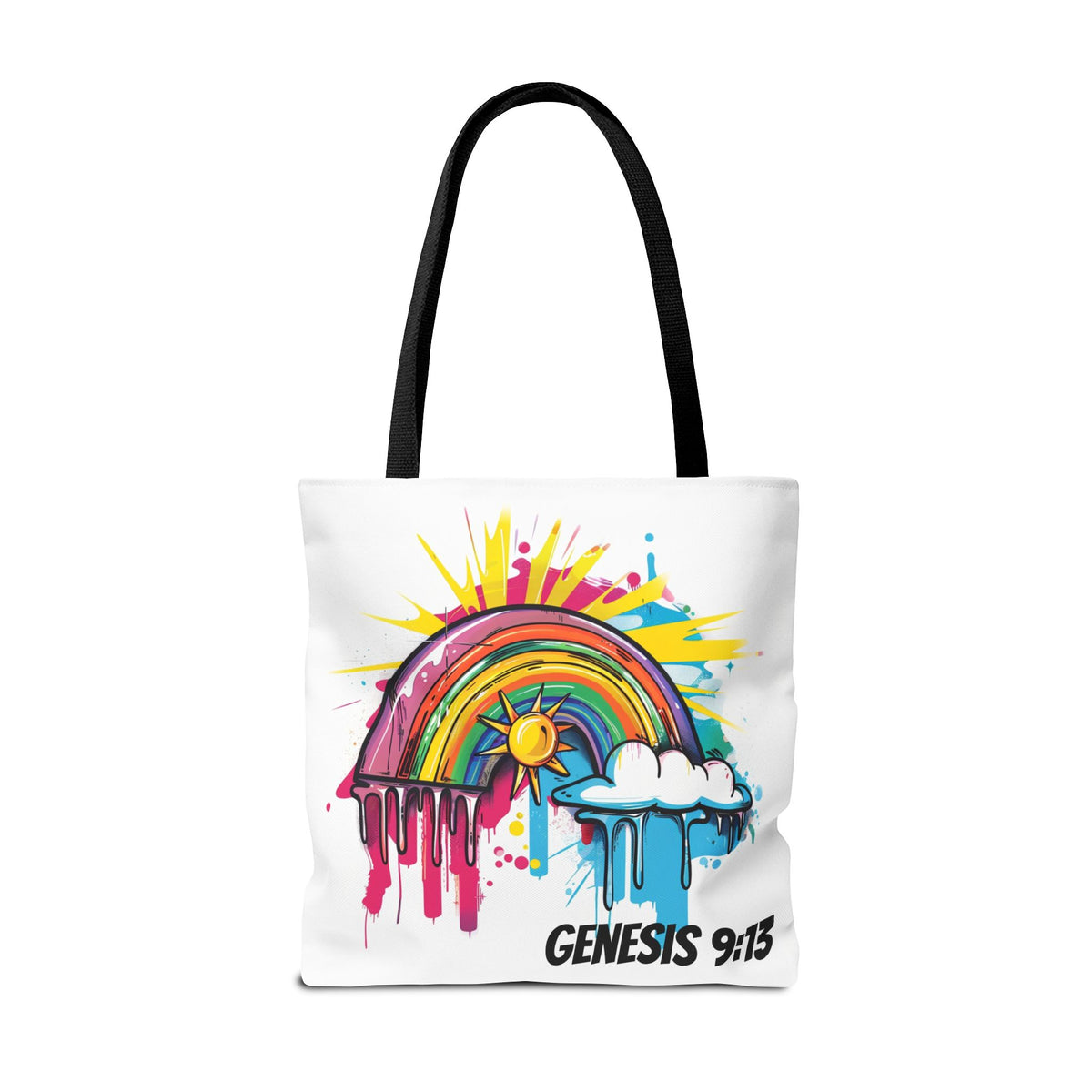 Genesis 9:13 Graffiti Style Rainbow Tote Bag