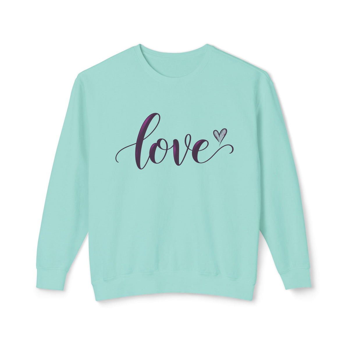Love Script Crewneck Sweatshirt — Feminine Purple Heart Love Design