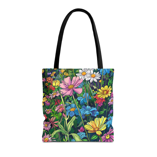 Wildflower Tote Bag - Comic Book Style