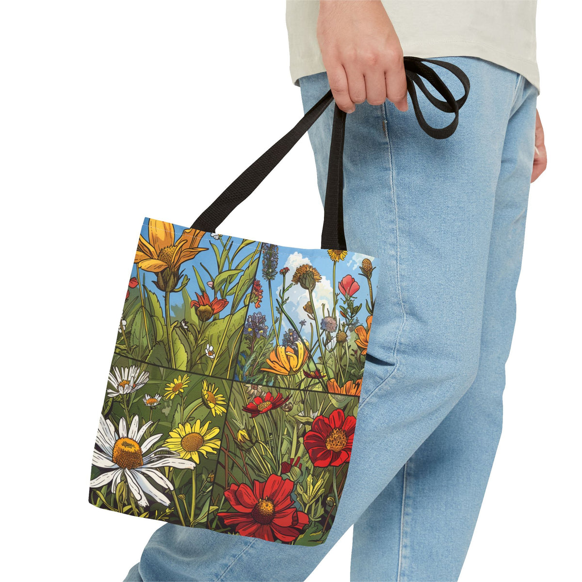 Wildflower Tote Bag - Comic Book Style