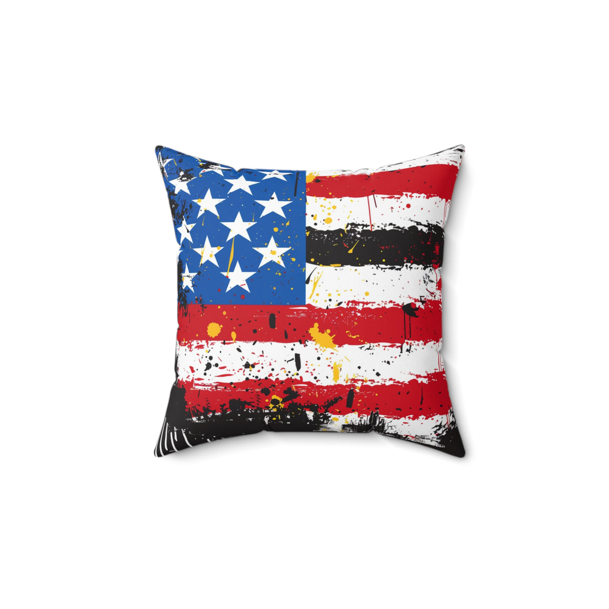 American Flag Graffiti Spun Polyester Square Pillow