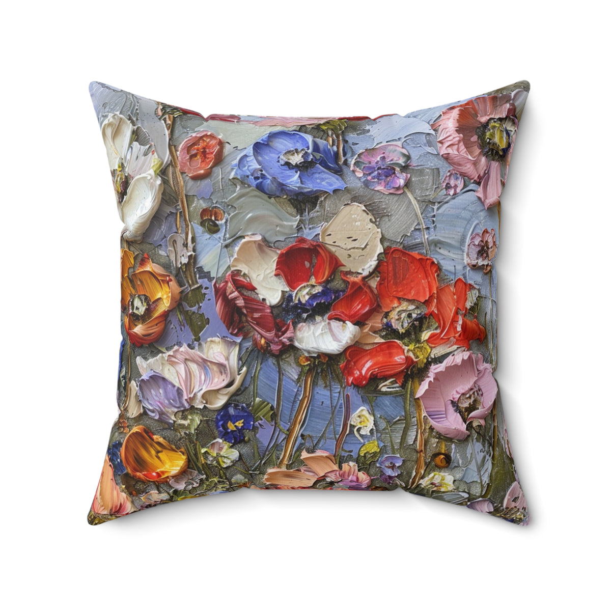 Futuristic Flowers Spun Polyester Square Pillow
