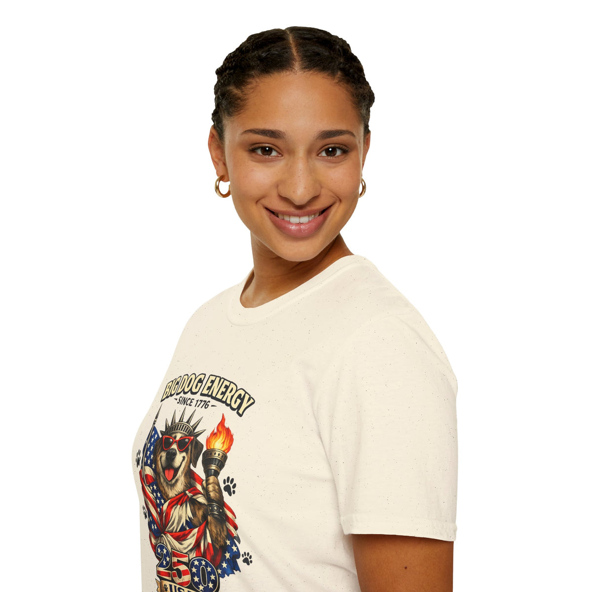 Big Dog Energy graphic T-Shirt | Patriotic American flag dog, 4th of July