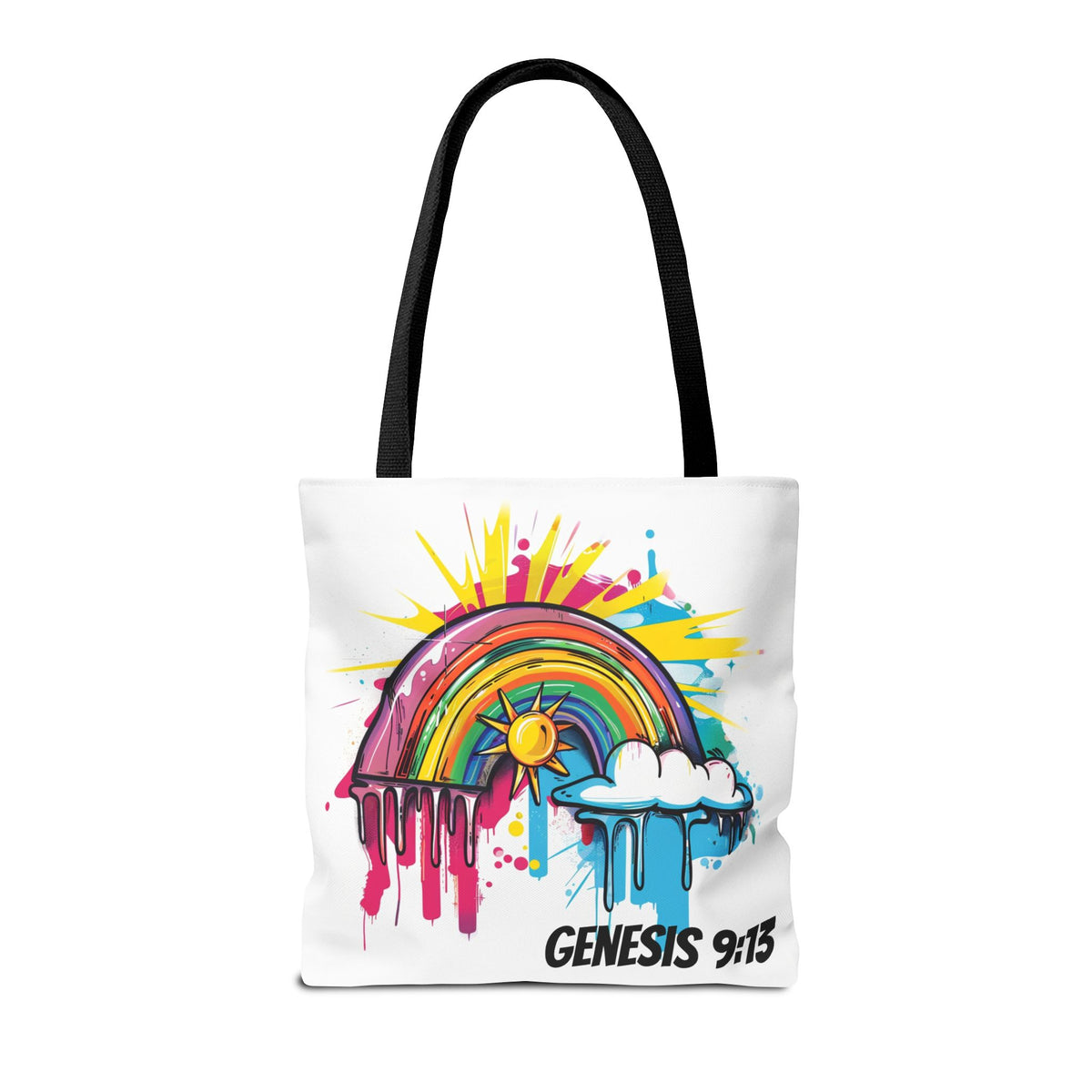 Genesis 9:13 Graffiti Style Rainbow Tote Bag