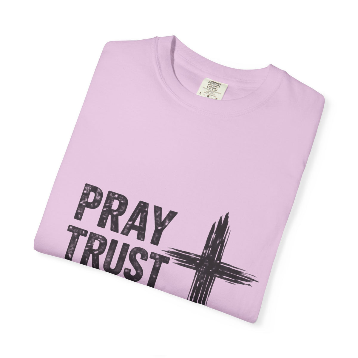 Prayer Trust Wait Repeat T-Shirt — Christian Faith Cross Graphic Tee