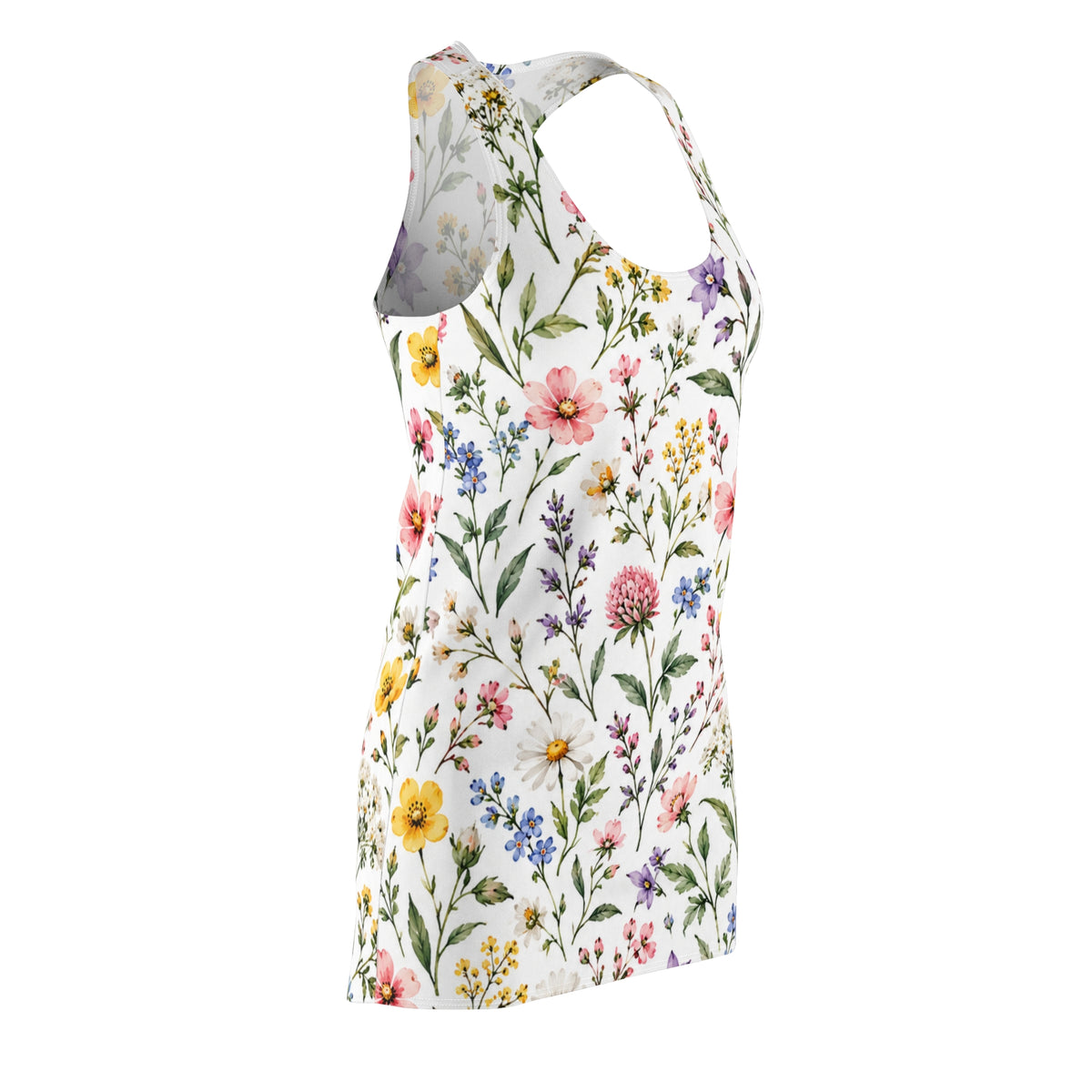 Floral Meadow Racerback Dress — All-Over Watercolor Wildflower Print