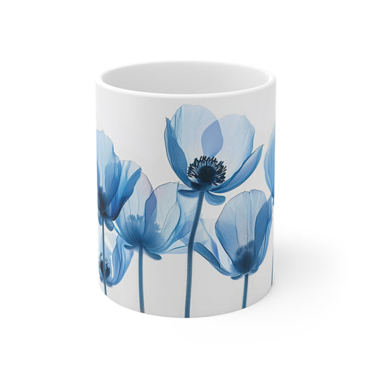 Transparent Flowers Mug, Watercolor Wildflowers Coffee Mug, Gift for her, Spring Mug
