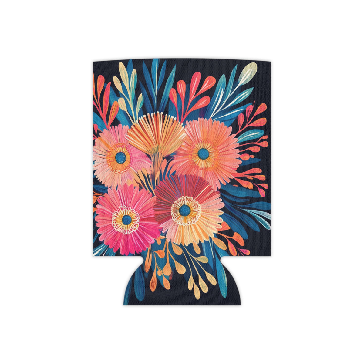 Floral Can Cooler, Insulated Beverage Holder, Summer Drink Sleeve, Flower Print Beer Hugger, Botanical Pattern Slim Can Insulator