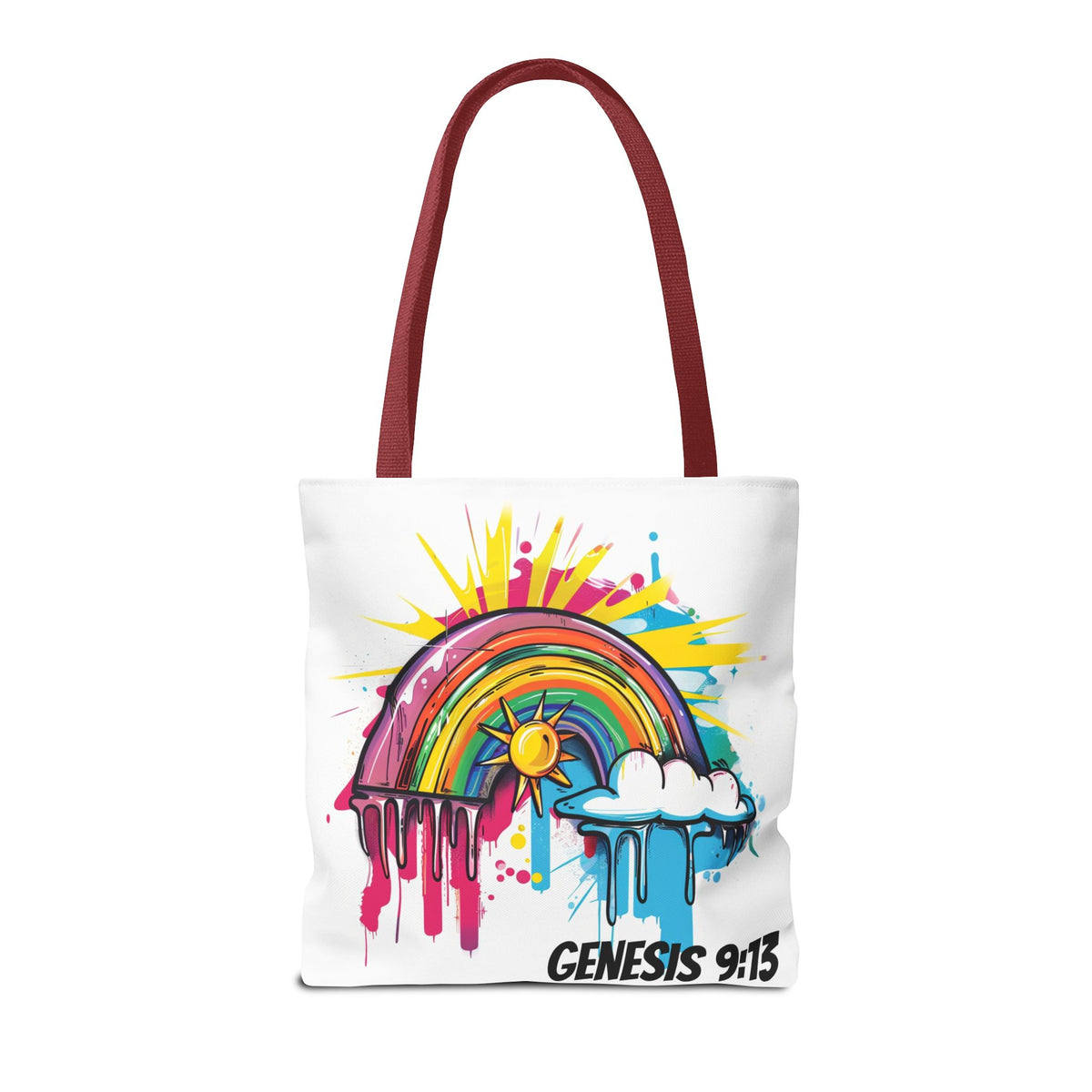 Genesis 9:13 Graffiti Style Rainbow Tote Bag