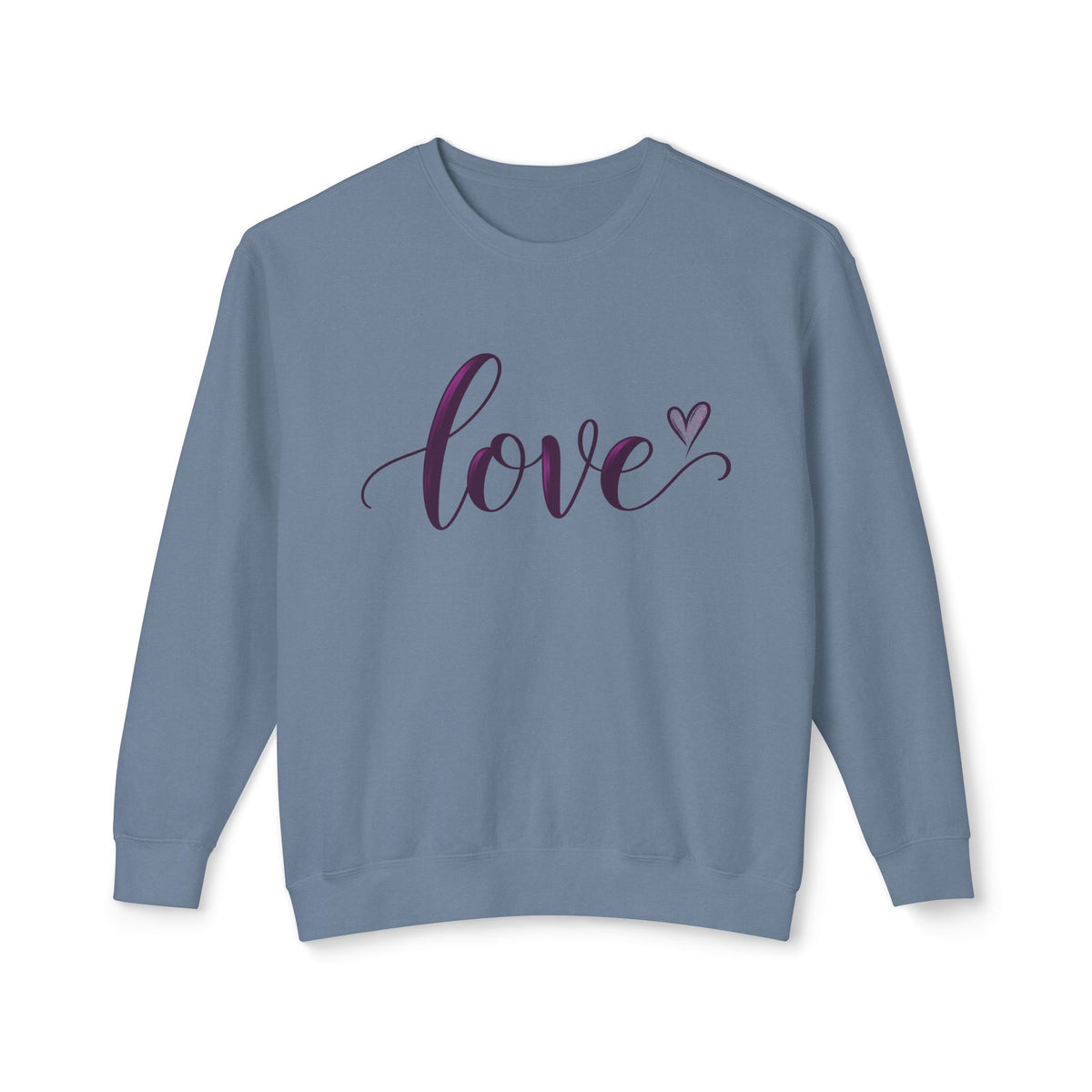 Love Script Crewneck Sweatshirt — Feminine Purple Heart Love Design