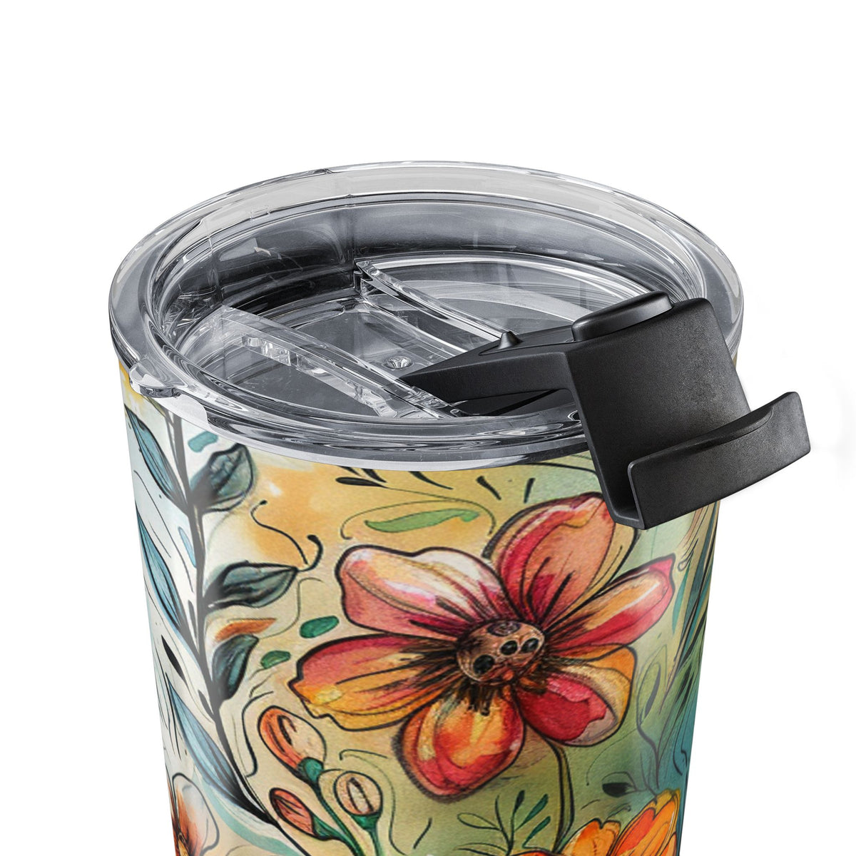 Whimsical Flowers and Cross Tumbler 20oz