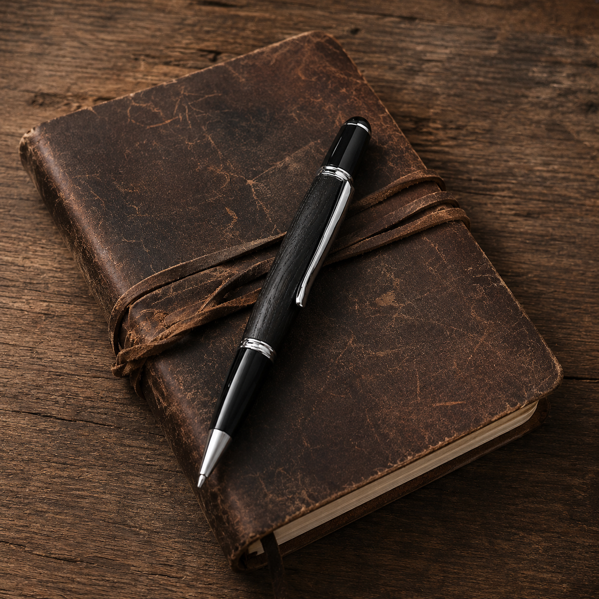 Ancient Bog Oak Pen Gift Set | 4,000-6,000 Year Old English Bog Oak | Luxury Wooden Gift Pen | Executive Desk Pen
