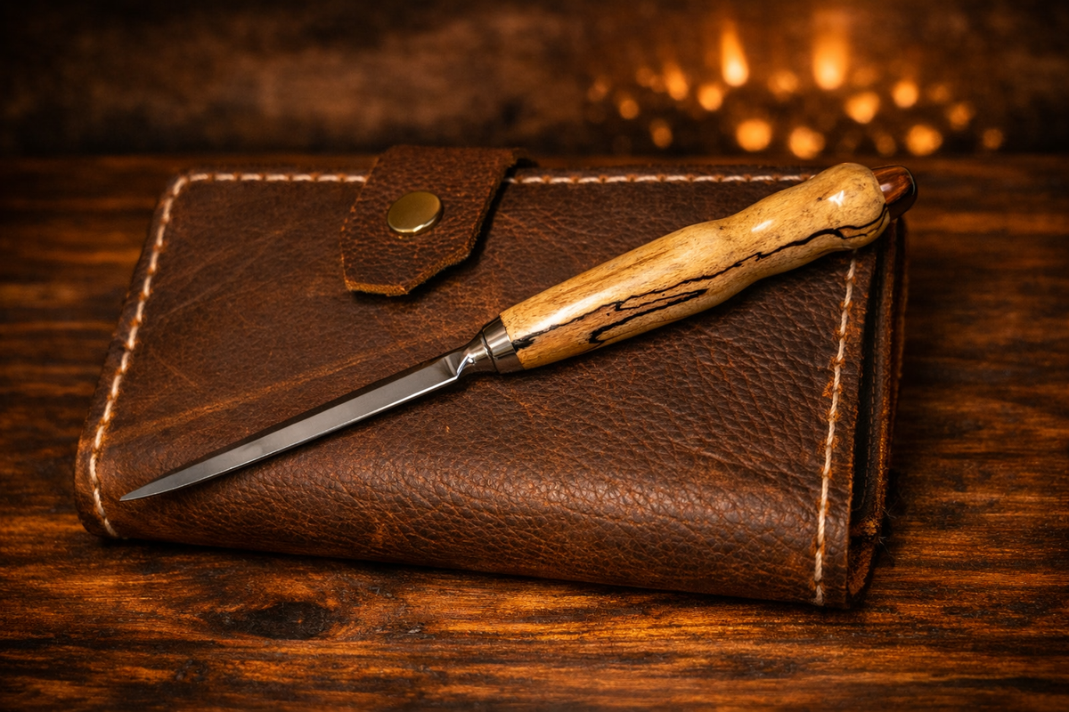 The Executive – Premium Leather Field Journal Wallet, Handcrafted Luxury Pen & Case, Beeswax Candle, Wooden Lighter & Secret Compartment Keychain Gift Set