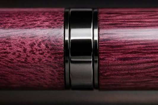 Purpleheart Wood Pen with Two‑Tone Wooden Case — Handcrafted by HARZO in USA