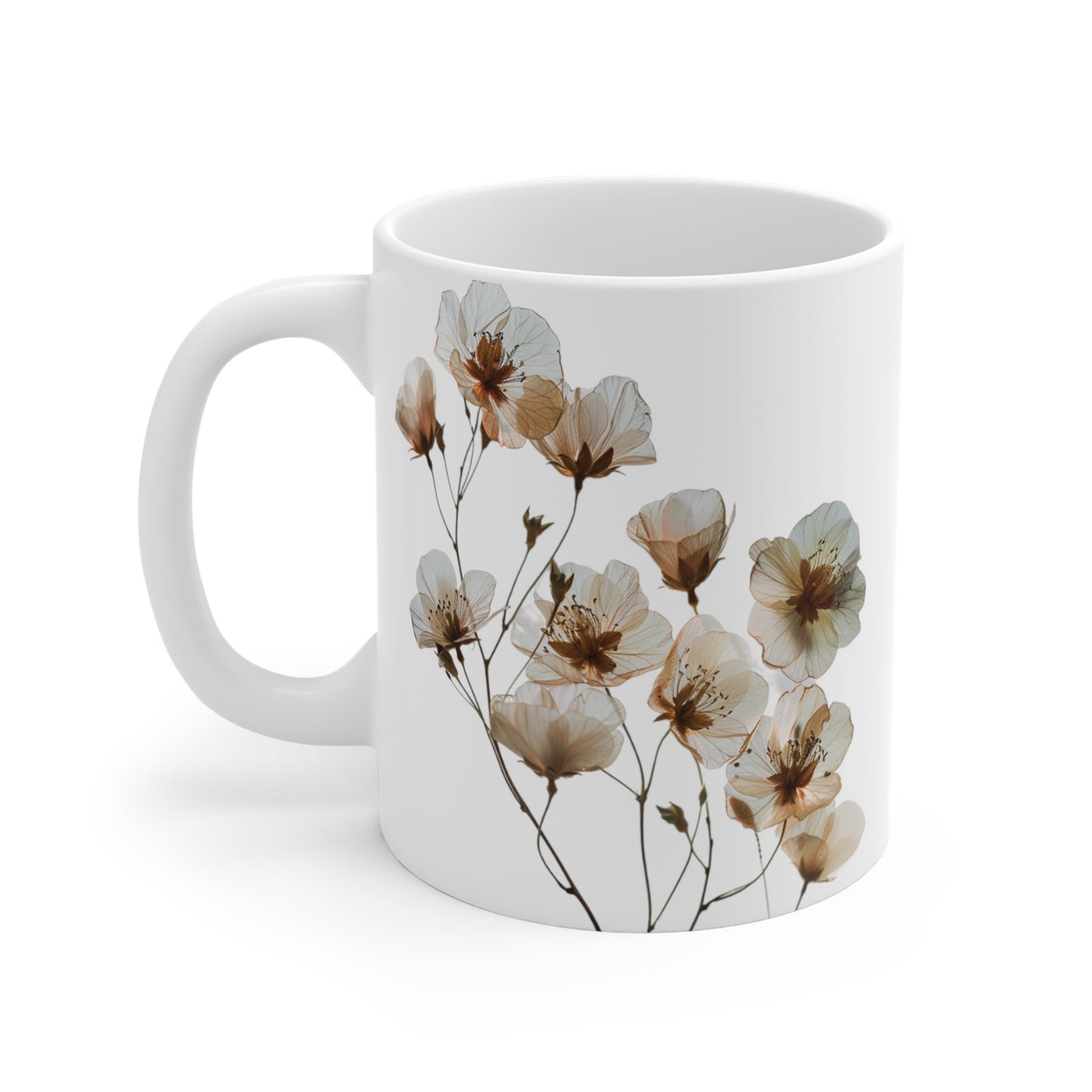 Watercolor Wildflower Mug: Transparent Floral Coffee Cup