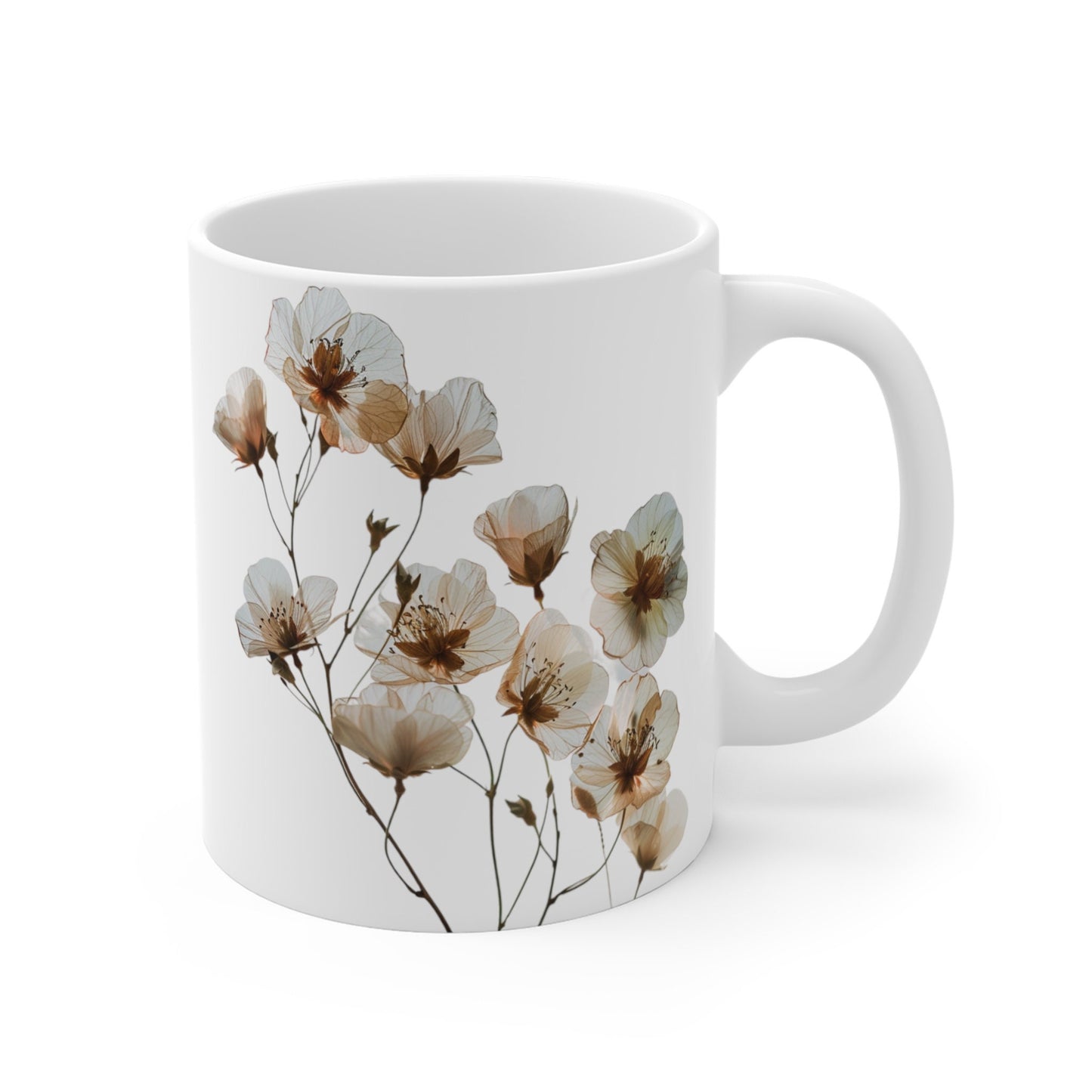 Watercolor Wildflower Mug: Transparent Floral Coffee Cup