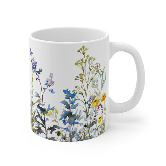 Watercolor Wildflower Mug: Boho Floral Coffee Mug, Spring Gift