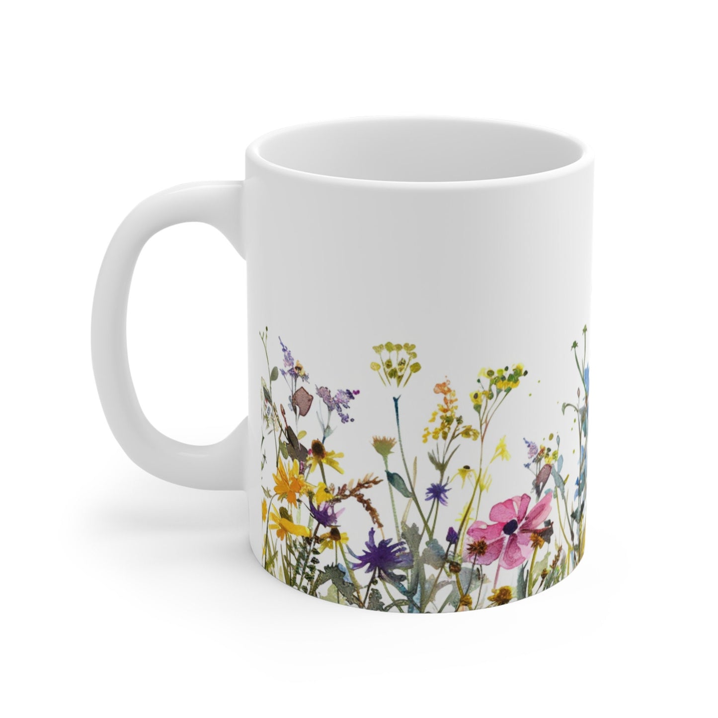 Watercolor Wildflower Mug: Boho Floral Coffee Mug, Spring Gift