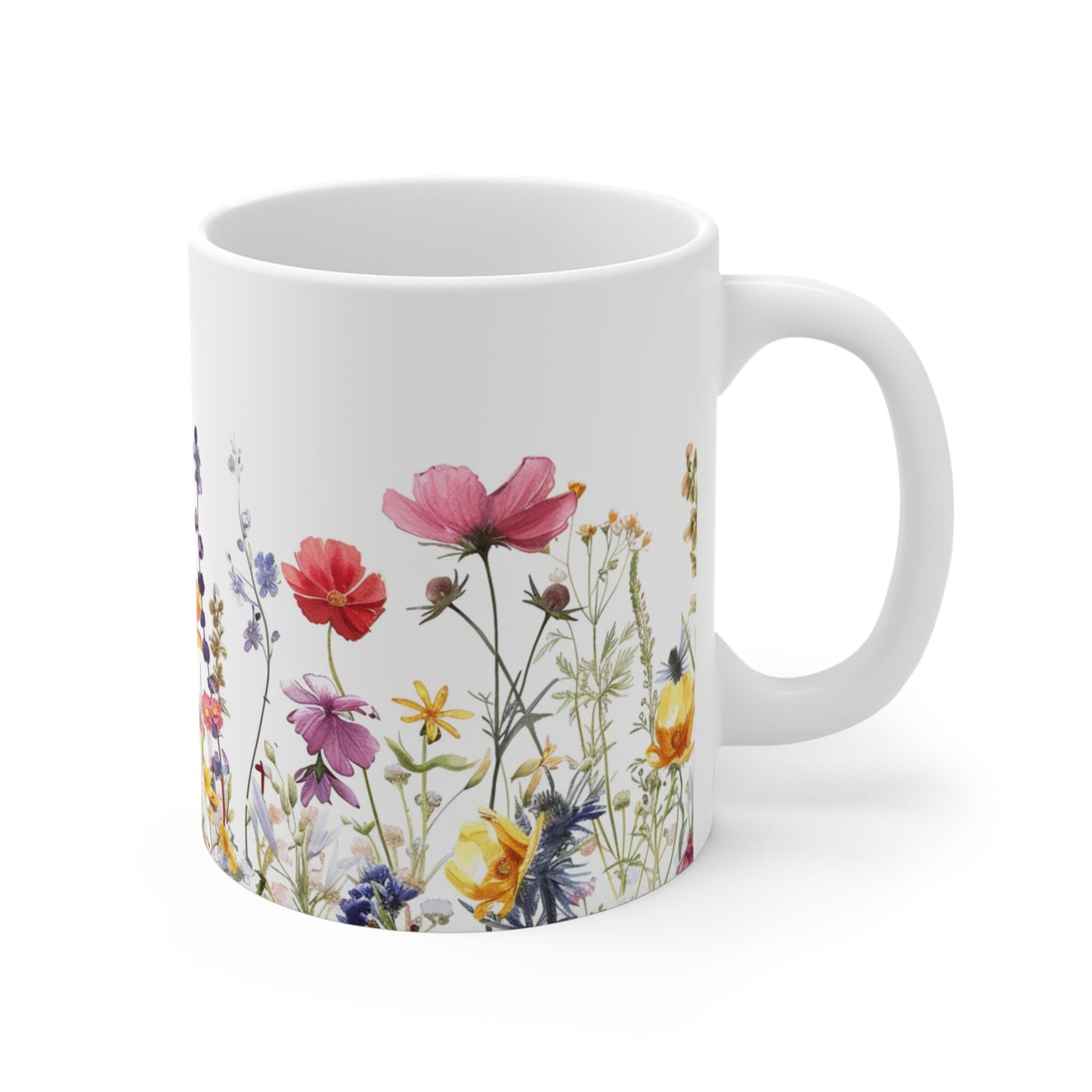 Watercolor Wildflower Mug: Boho Floral Coffee Cup