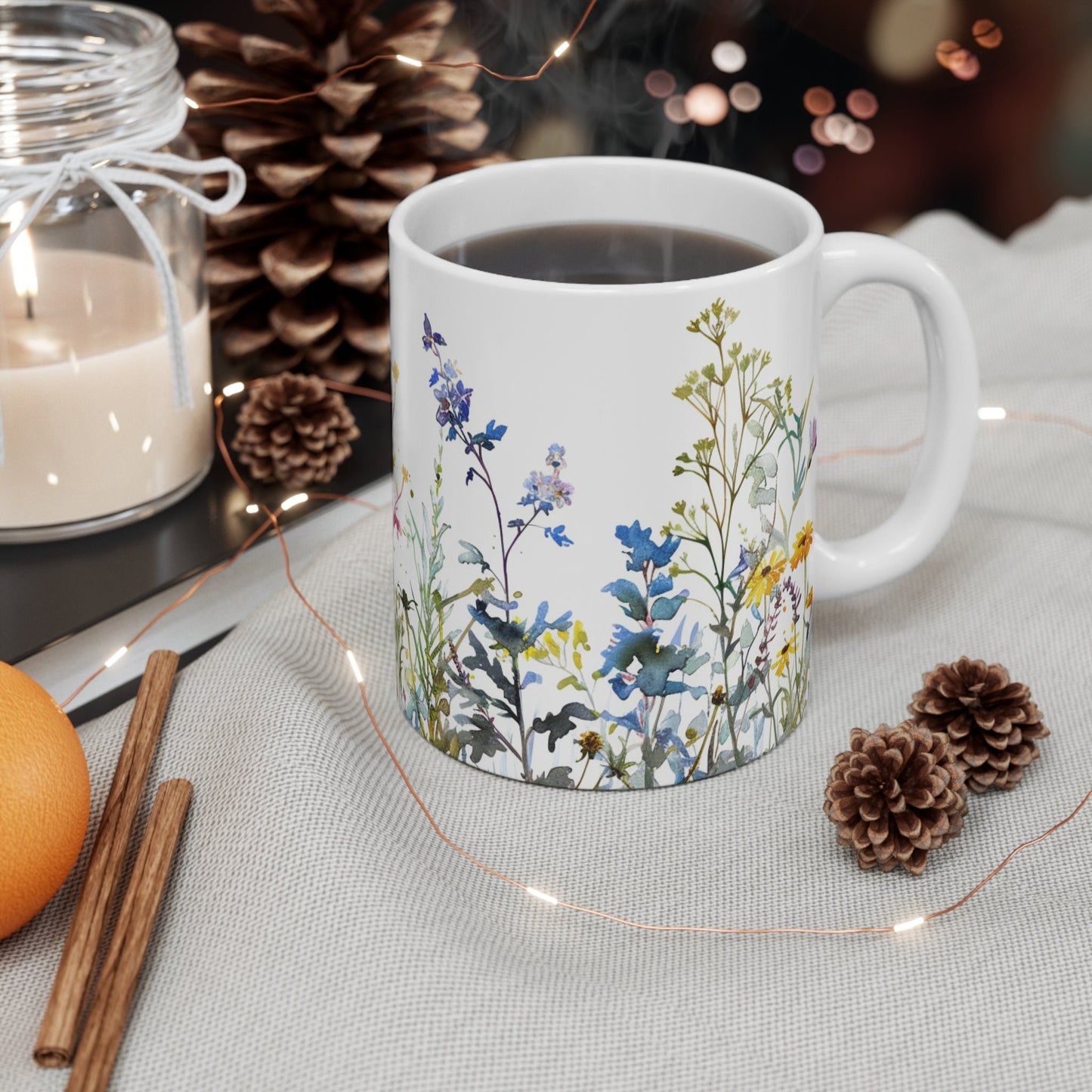 Watercolor Wildflower Mug: Boho Floral Coffee Mug, Spring Gift