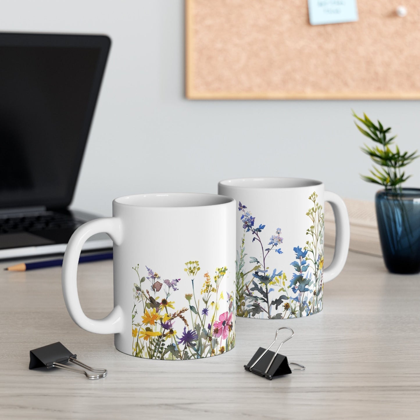 Watercolor Wildflower Mug: Boho Floral Coffee Mug, Spring Gift