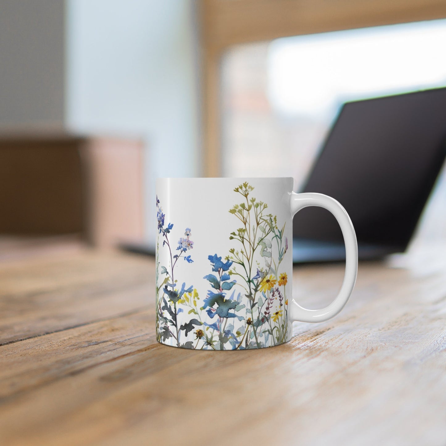 Watercolor Wildflower Mug: Boho Floral Coffee Mug, Spring Gift