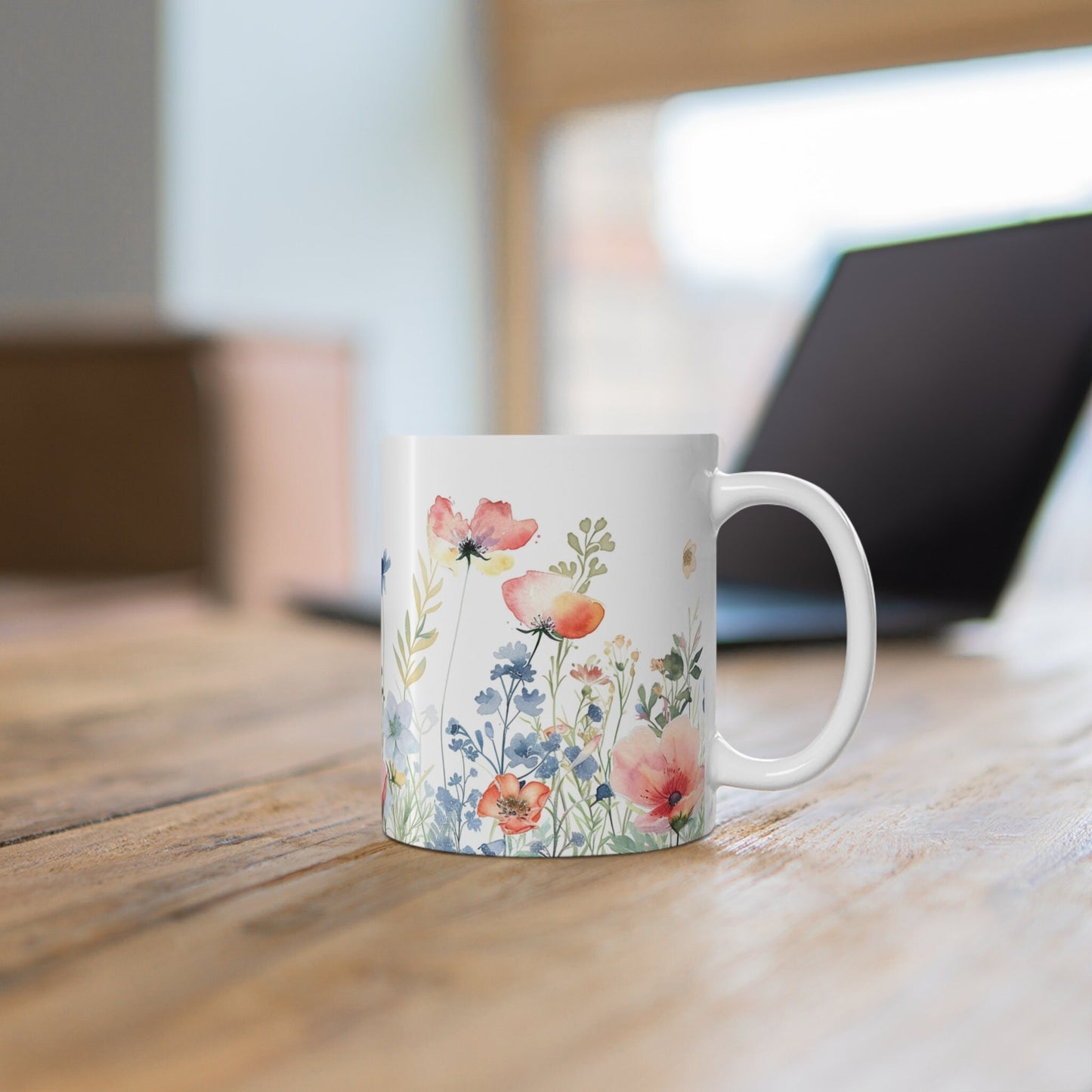 Watercolor Wildflower Mug: Boho Floral Coffee Mug
