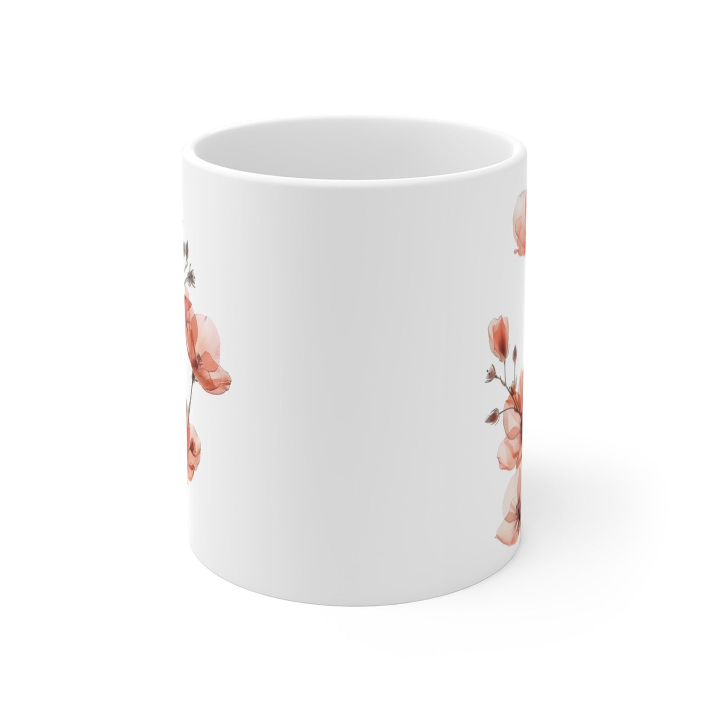 Watercolor Wildflower Mug: Transparent Floral Ceramic Coffee Cup