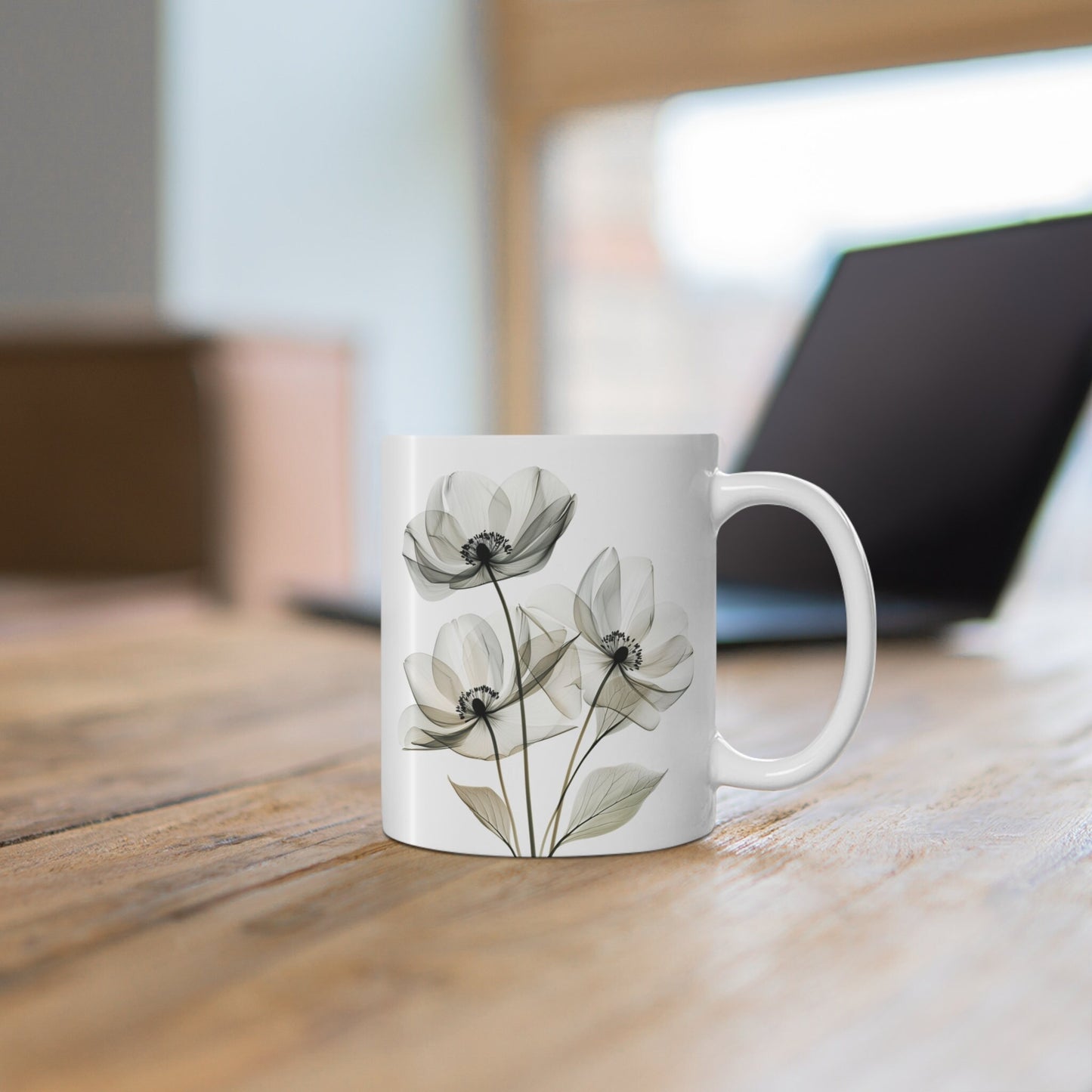 Watercolor Wildflower Mug: Transparent Floral Coffee Cup (11oz)