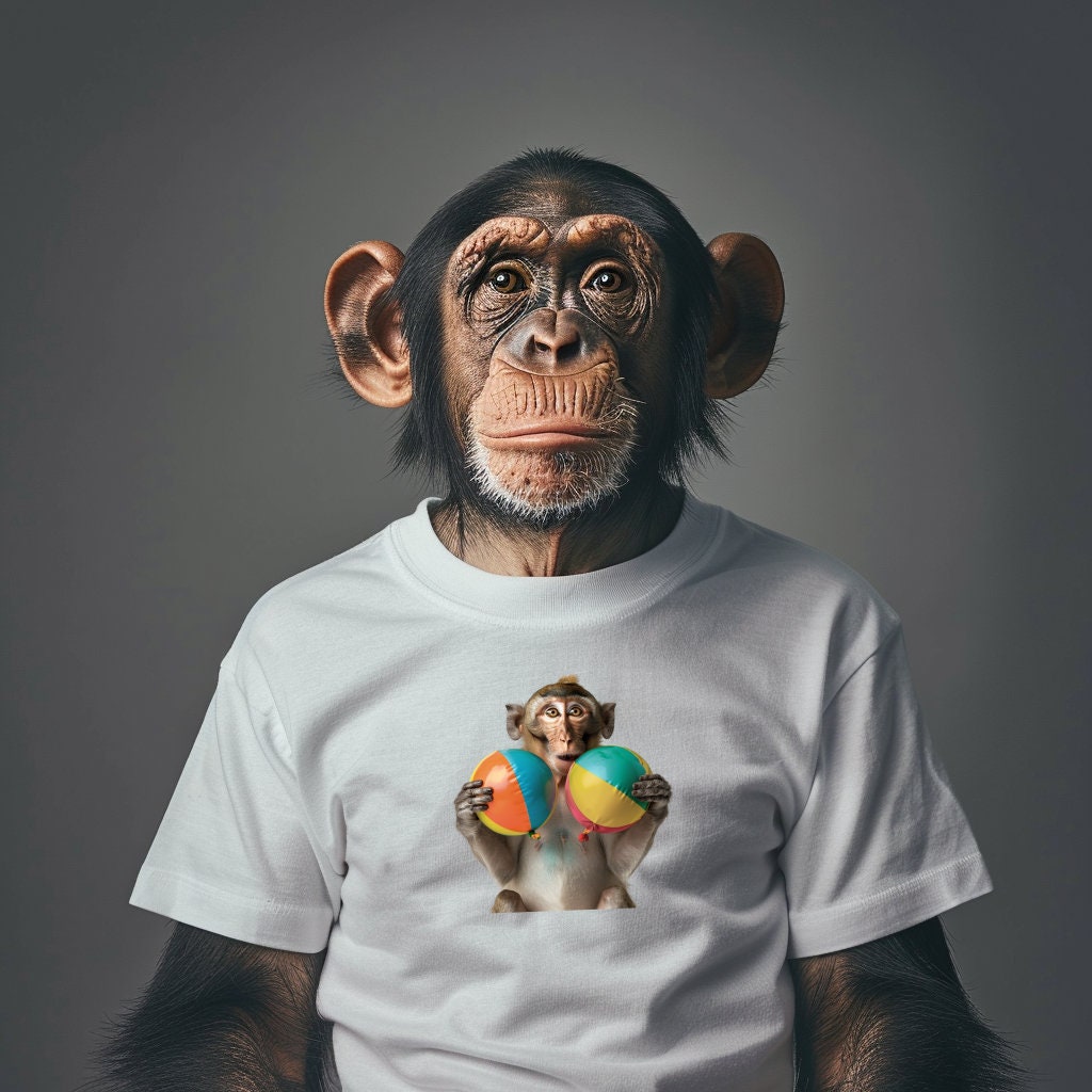 Macaque Monkey Cotton Crew Tee: Playful Graphic Design
