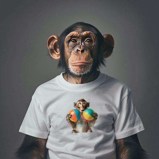 Macaque Monkey Cotton Crew Tee: Playful Graphic Design