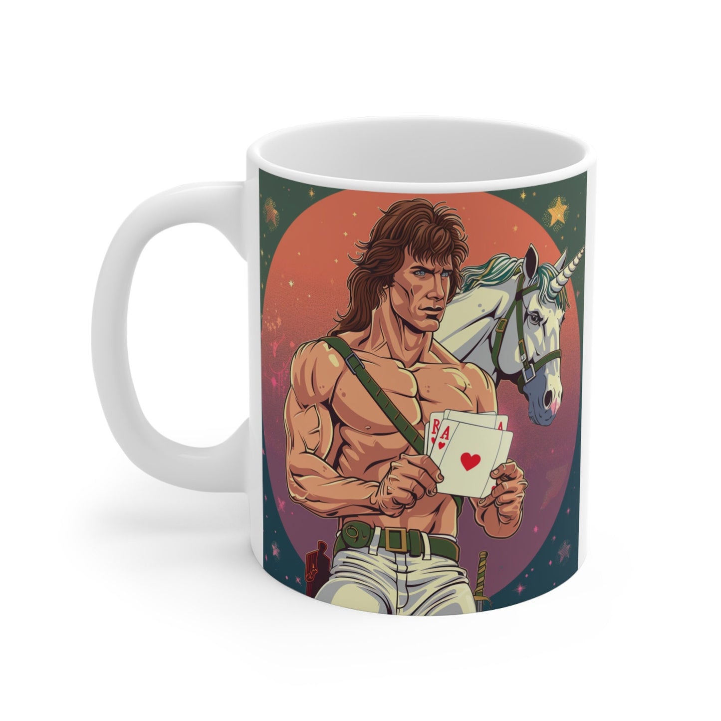 Warrior's Fantasy Mug - Rambo Fantasy - With Unicorn Playing Cards
