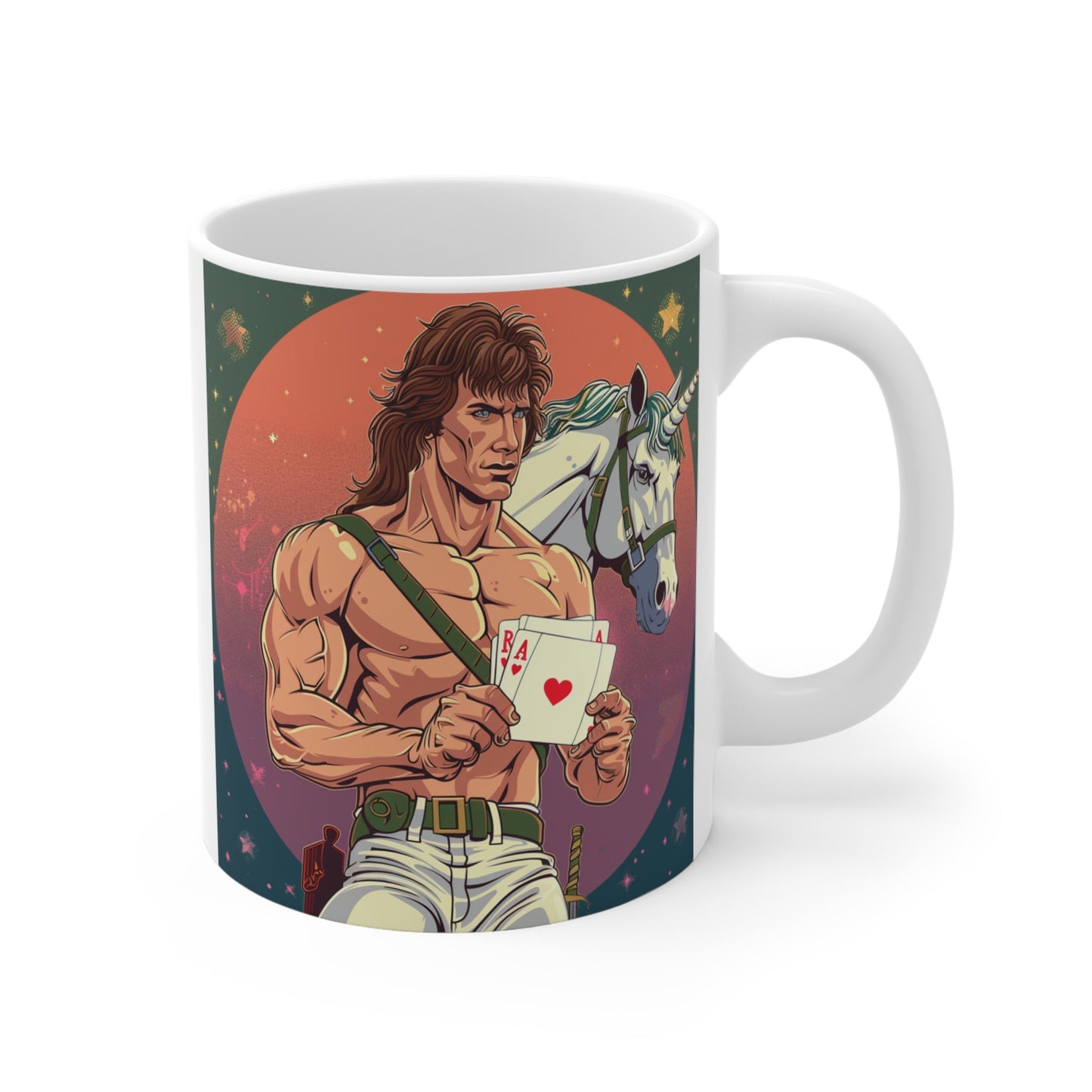Warrior's Fantasy Mug - Rambo Fantasy - With Unicorn Playing Cards