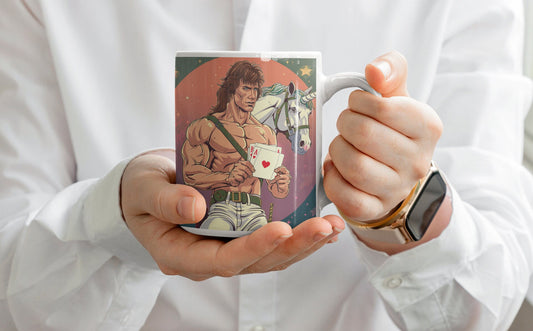 Warrior's Fantasy Mug - Rambo Fantasy - With Unicorn Playing Cards