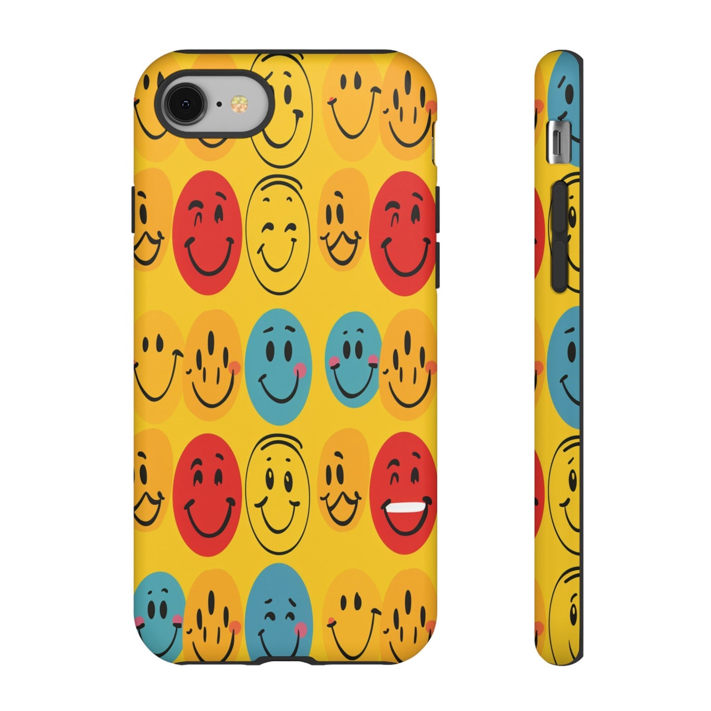 Smiley Face Tough Phone Case: Retro Emotion Design