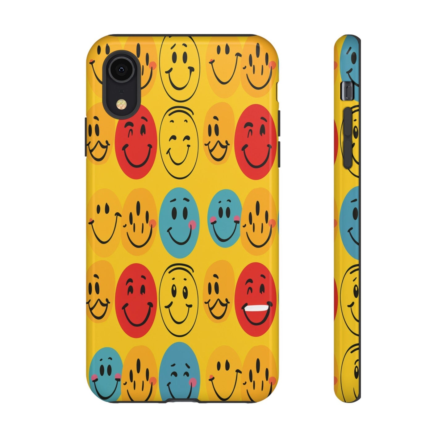Smiley Face Tough Phone Case: Retro Emotion Design