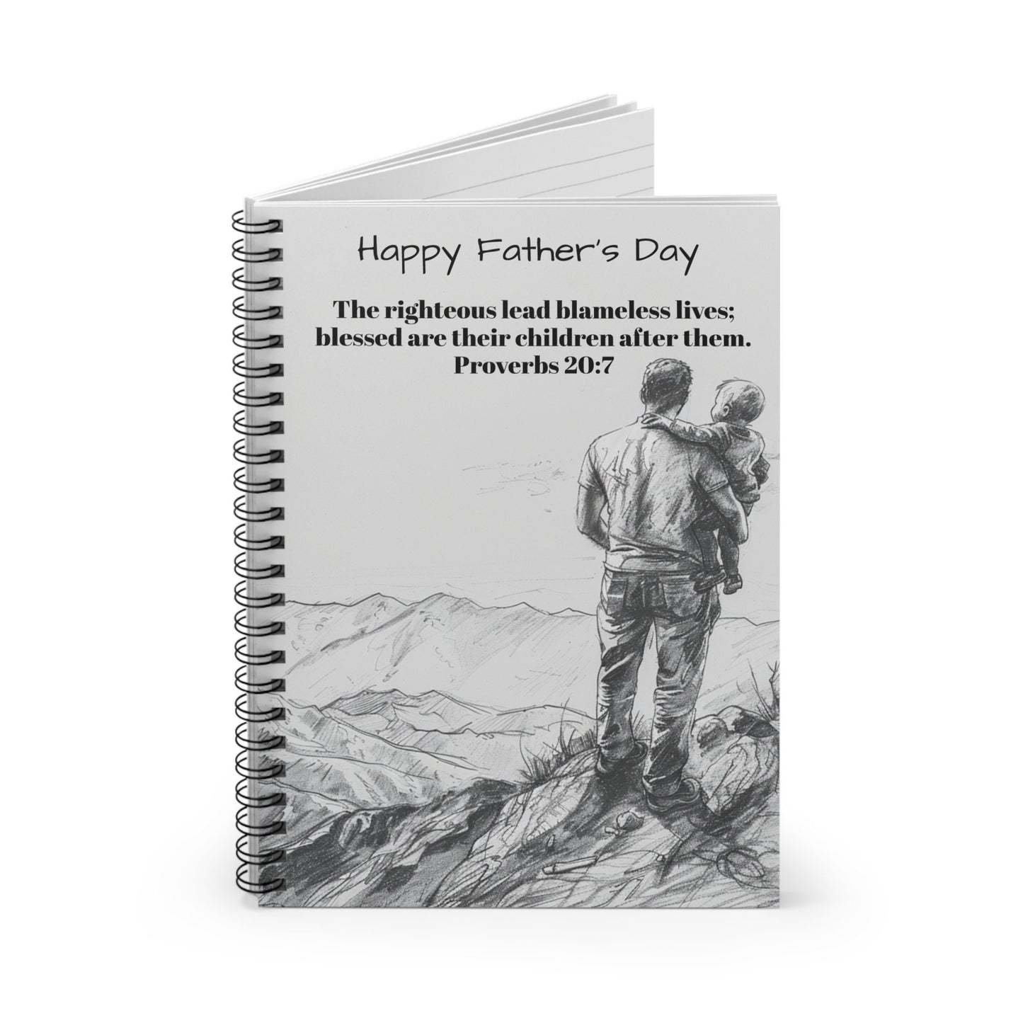 Father's Day Spiral Notebook - Ruled Line - Proverbs 20:7