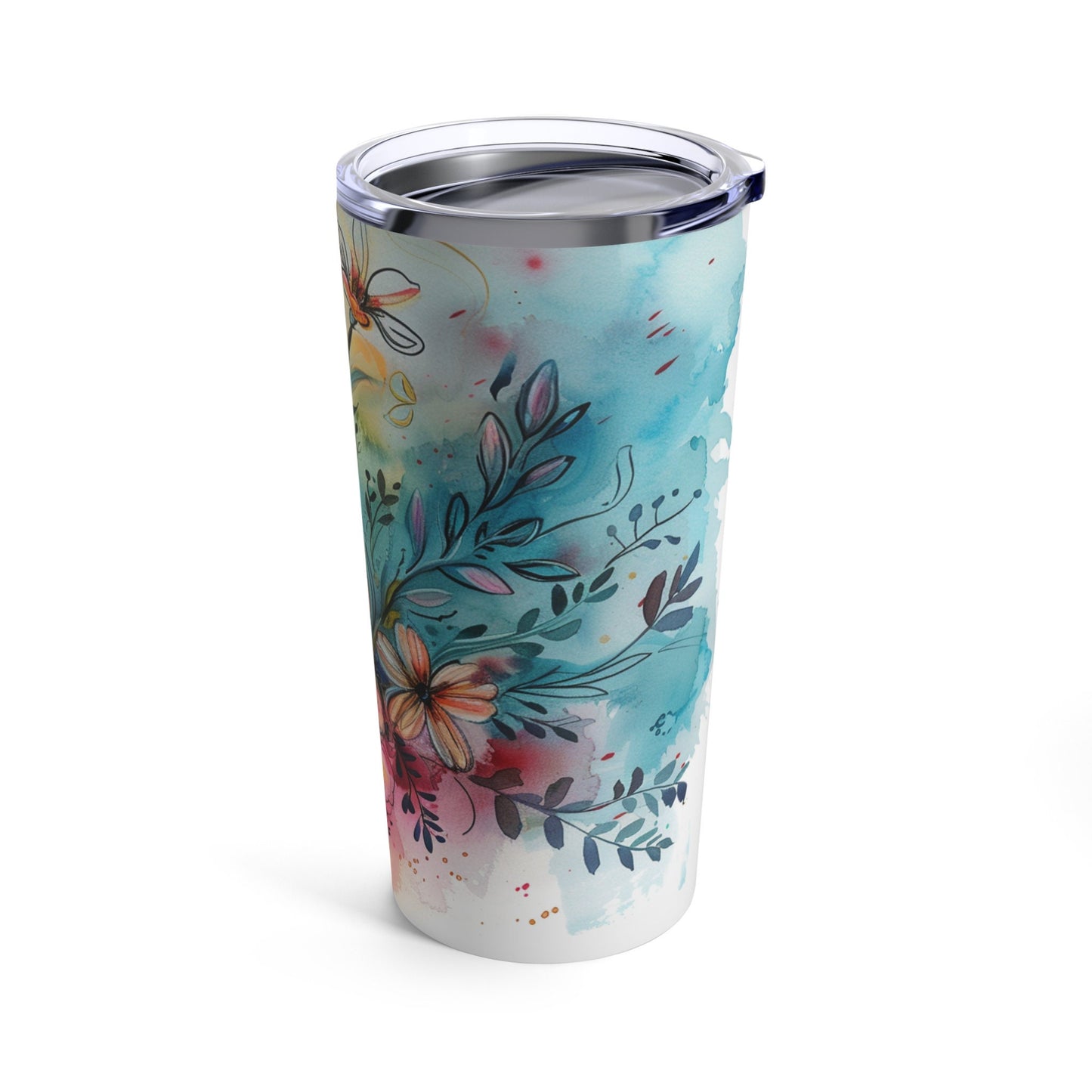 Whimsical Flowers and Cross Tumbler 20oz