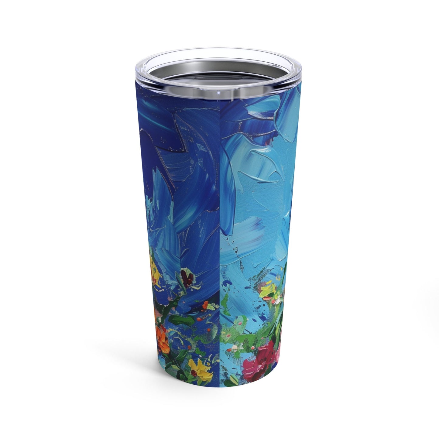 Monet Style Cross and Flowers Tumbler 20oz