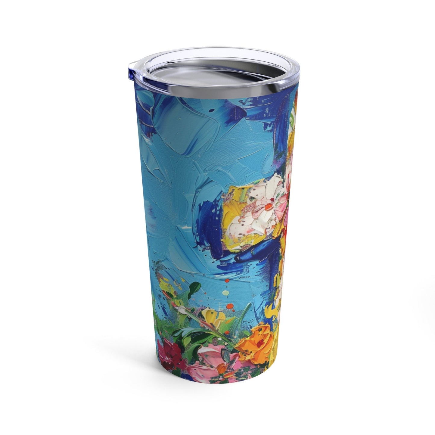 Monet Style Cross and Flowers Tumbler 20oz